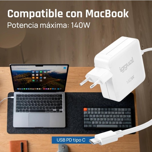Iggual cargador portátil tipo c 140w macbook